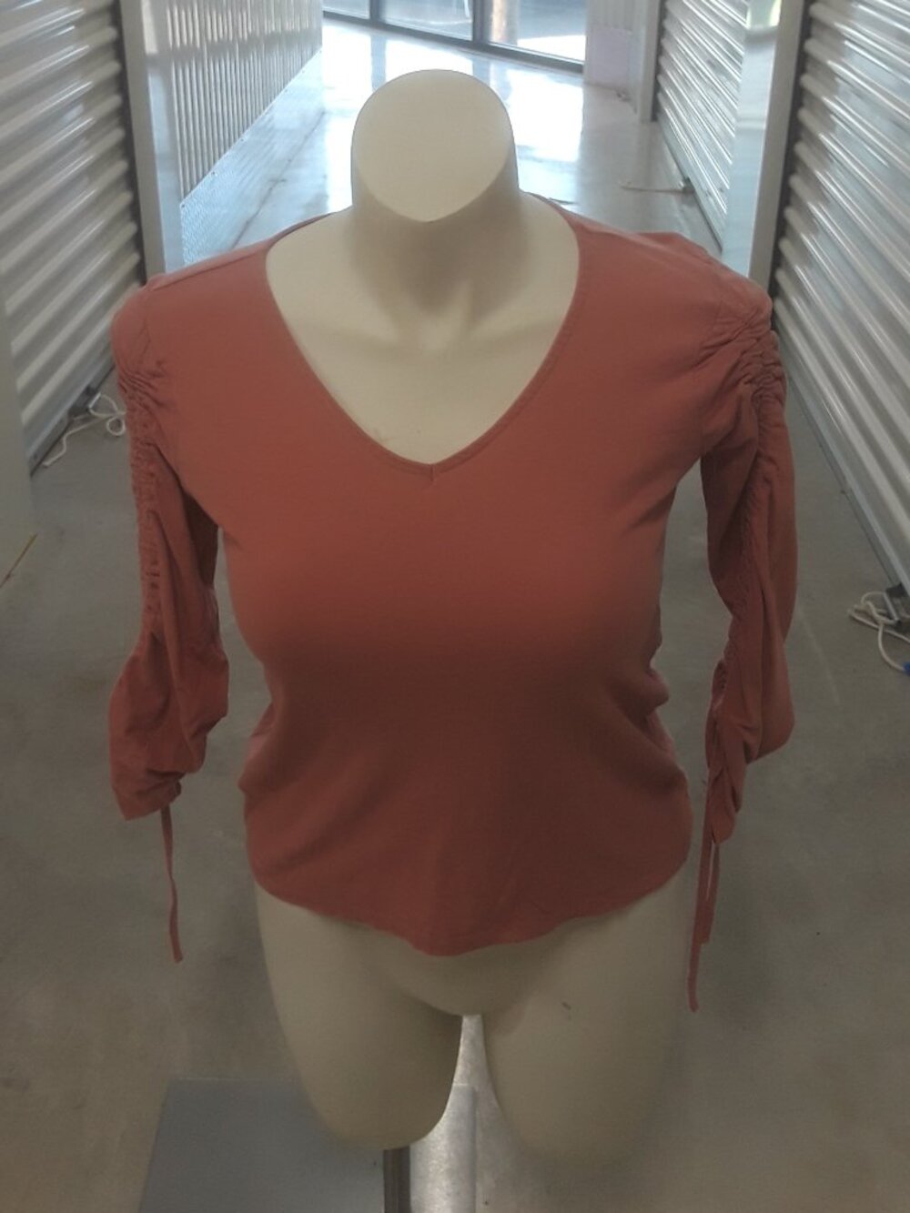 Cotton On mauve top with ruching on sleeves size M